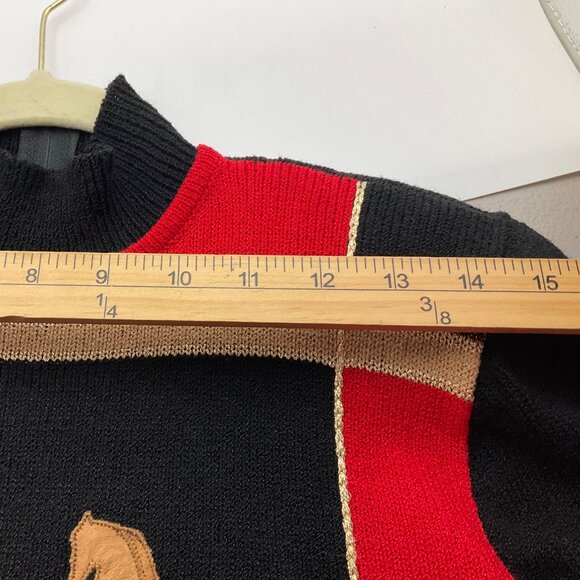 Vintage Antonella Preve Leather Horse Knit Sweater Equestrian Old Money - Picture 7 of 11
